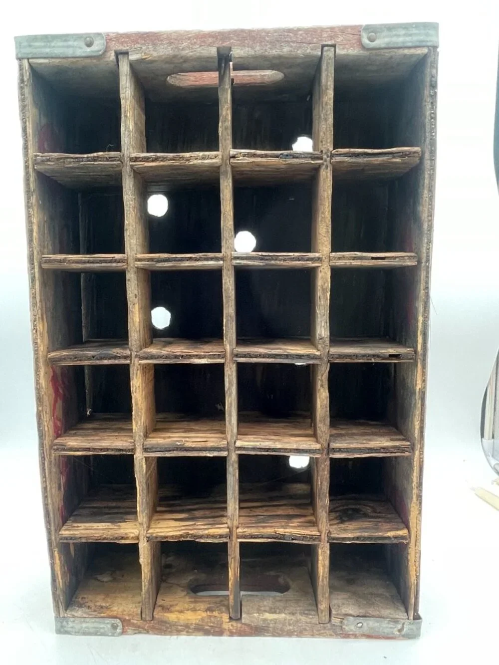 Vintage Coca-Cola Wooden Bottle Crate 24 Compartments Red Weathered Rustic Decor